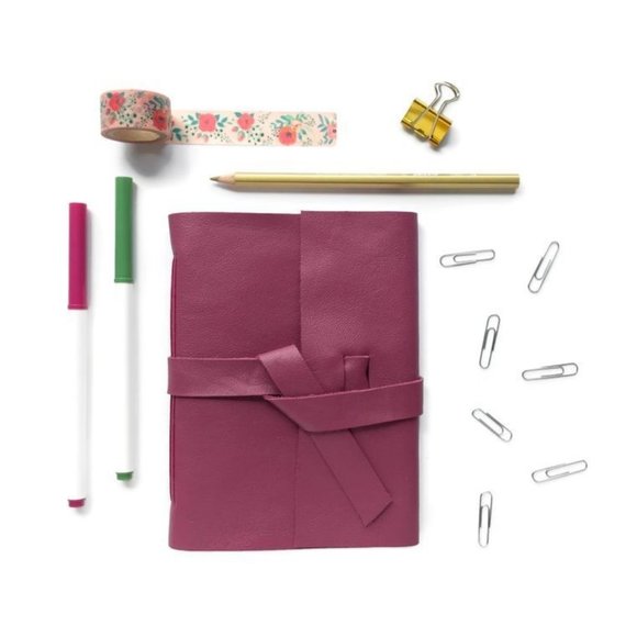 Handmade Genuine Leather Journal - Mulberry - Picture 2 of 3